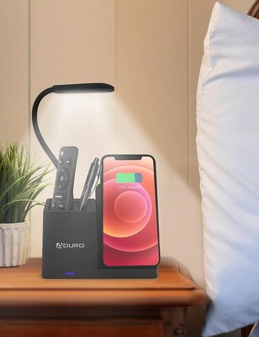 Aduro U-Light LED Desk Lamp Organizer Desk Light with Pen Holder & QI Wireless Charger Stand Black in Saudi Arabia