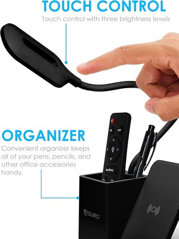 Aduro U-Light LED Desk Lamp Organizer Desk Light with Pen Holder & QI Wireless Charger Stand Black in Saudi Arabia