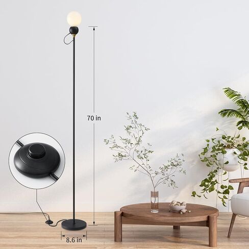 Rdozko Floor Lamp - Minimalist Standing Lamp with Adjustable Head, Metal Base, 70" Tall, Foot Switch - Ideal for Living Room, Bedroom - Design with Magnetized Head for Custom Angles in Saudi Arabia