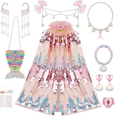 10 PCS Princess Dress Up for Girls 4-6, Princess Dress Up Toys Sequin Mermaid Costume for Toddler Dress Up in Saudi Arabia