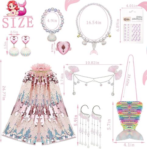 10 PCS Princess Dress Up for Girls 4-6, Princess Dress Up Toys Sequin Mermaid Costume for Toddler Dress Up in Saudi Arabia