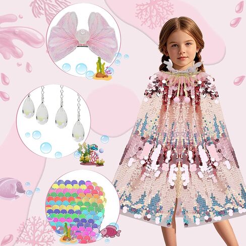 10 PCS Princess Dress Up for Girls 4-6, Princess Dress Up Toys Sequin Mermaid Costume for Toddler Dress Up in Saudi Arabia