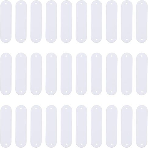 ONLYKXY 30pcs PU Blank Leather Label Soft Small Crochet Tag Button with Holes Personalized Handmade Clothing DIY Craft Patch for Custom Name Knitting Bags Shoes Hat Crafts Jeans Jewelry (White) in Saudi Arabia