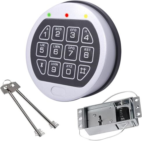 Replacement Chrome Keypad Electronic Safe Lock, with Solenoid Lock & 2 Override Keys Chrome Keypad DIY Safe Electronic Lock, Fit All Kinds of safes, Home safes, Vault Doors, and More. in Saudi Arabia