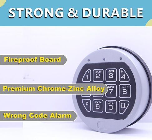 Replacement Chrome Keypad Electronic Safe Lock, with Solenoid Lock & 2 Override Keys Chrome Keypad DIY Safe Electronic Lock, Fit All Kinds of safes, Home safes, Vault Doors, and More. in Saudi Arabia