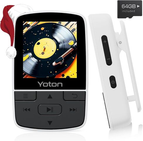 مشغل MP3 YOTON مع بلوتوث 5.2، مشغل موسيقى HiFi صغير بسعة 32 جيجابايت مع مشبك رياضي، مشغل MP3 محمول للأطفال مع زر صوت مستقل، راديو FM، سماعات أذن متضمنة in Kuwait