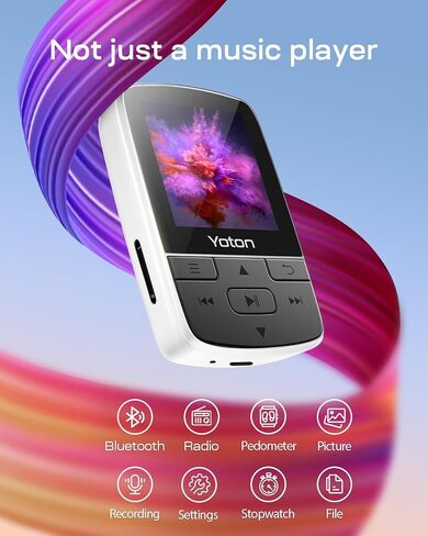 مشغل MP3 YOTON مع بلوتوث 5.2، مشغل موسيقى HiFi صغير بسعة 32 جيجابايت مع مشبك رياضي، مشغل MP3 محمول للأطفال مع زر صوت مستقل، راديو FM، سماعات أذن متضمنة in Kuwait