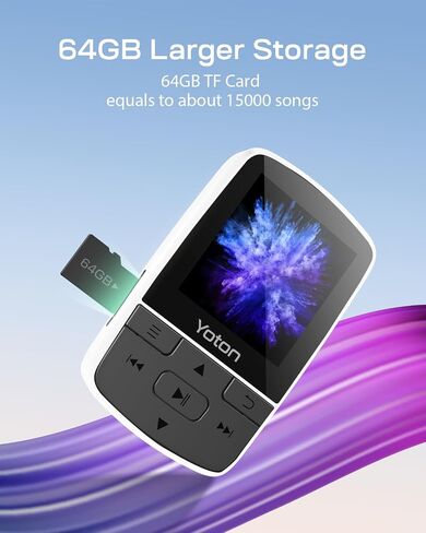 مشغل MP3 YOTON مع بلوتوث 5.2، مشغل موسيقى HiFi صغير بسعة 32 جيجابايت مع مشبك رياضي، مشغل MP3 محمول للأطفال مع زر صوت مستقل، راديو FM، سماعات أذن متضمنة in Kuwait