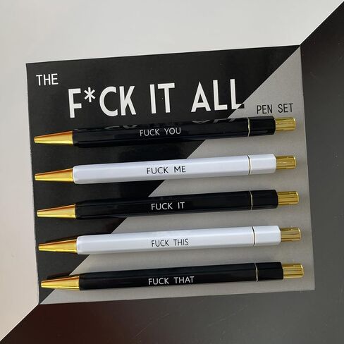 5-Piece set Fuck Pens, Fuck It Pens, Fancy Fuck You Pens, Swear Words Ballponit Pens, Novelty Pens for Adults, Black Ink 1.0 mm Ballponit Pens, Retractable Fuck Pens, Unique Office Supplies (STYLE A) in Saudi Arabia