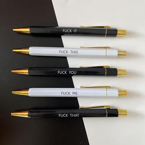 5-Piece set Fuck Pens, Fuck It Pens, Fancy Fuck You Pens, Swear Words Ballponit Pens, Novelty Pens for Adults, Black Ink 1.0 mm Ballponit Pens, Retractable Fuck Pens, Unique Office Supplies (STYLE A) in Saudi Arabia