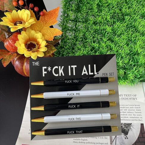 5-Piece set Fuck Pens, Fuck It Pens, Fancy Fuck You Pens, Swear Words Ballponit Pens, Novelty Pens for Adults, Black Ink 1.0 mm Ballponit Pens, Retractable Fuck Pens, Unique Office Supplies (STYLE A) in Saudi Arabia