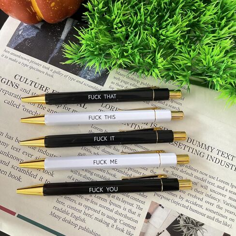 5-Piece set Fuck Pens, Fuck It Pens, Fancy Fuck You Pens, Swear Words Ballponit Pens, Novelty Pens for Adults, Black Ink 1.0 mm Ballponit Pens, Retractable Fuck Pens, Unique Office Supplies (STYLE A) in Saudi Arabia