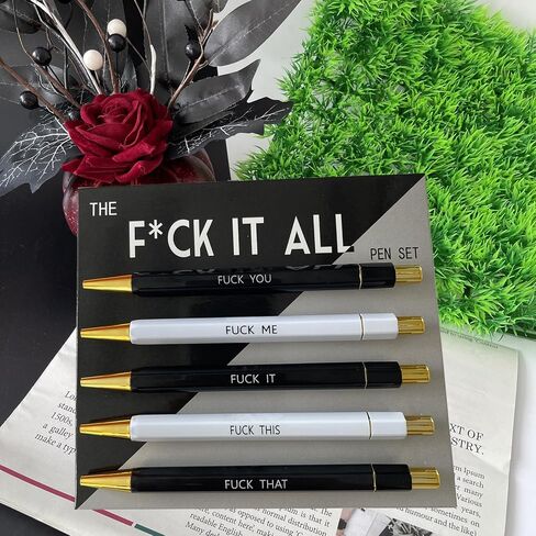 5-Piece set Fuck Pens, Fuck It Pens, Fancy Fuck You Pens, Swear Words Ballponit Pens, Novelty Pens for Adults, Black Ink 1.0 mm Ballponit Pens, Retractable Fuck Pens, Unique Office Supplies (STYLE A) in Saudi Arabia