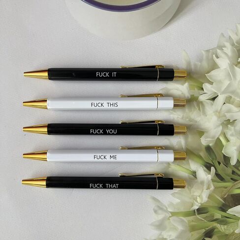 5-Piece set Fuck Pens, Fuck It Pens, Fancy Fuck You Pens, Swear Words Ballponit Pens, Novelty Pens for Adults, Black Ink 1.0 mm Ballponit Pens, Retractable Fuck Pens, Unique Office Supplies (STYLE A) in Saudi Arabia