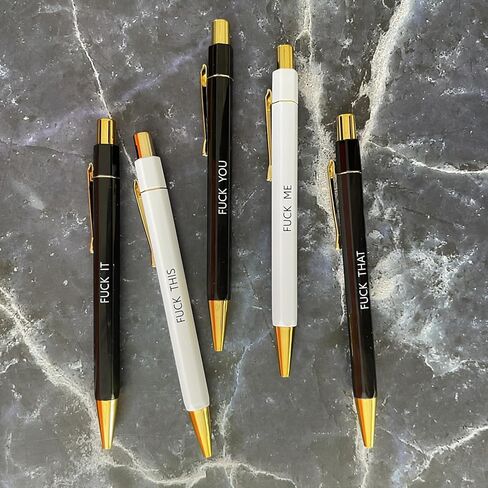 5-Piece set Fuck Pens, Fuck It Pens, Fancy Fuck You Pens, Swear Words Ballponit Pens, Novelty Pens for Adults, Black Ink 1.0 mm Ballponit Pens, Retractable Fuck Pens, Unique Office Supplies (STYLE A) in Saudi Arabia