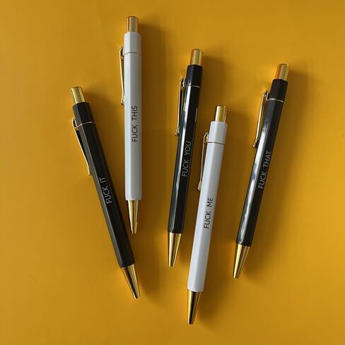 5-Piece set Fuck Pens, Fuck It Pens, Fancy Fuck You Pens, Swear Words Ballponit Pens, Novelty Pens for Adults, Black Ink 1.0 mm Ballponit Pens, Retractable Fuck Pens, Unique Office Supplies (STYLE A) in Saudi Arabia