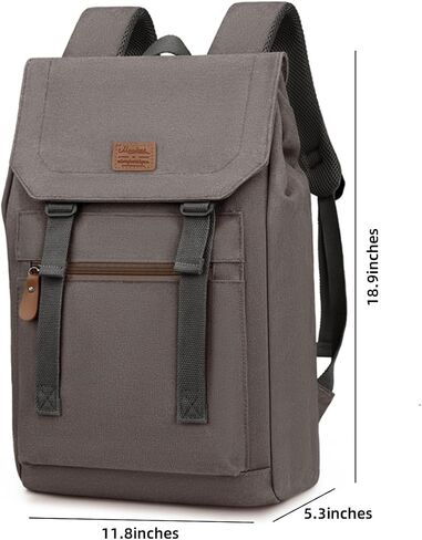 Vintage Laptop Backpack Durable Canvas Backpack Travel Notebook Bag Lightweight Travel Daypack for Men Women. (Black) in Kuwait