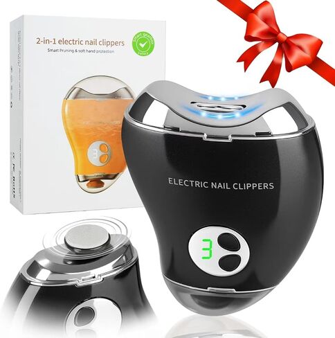 Automatic Electric Nail Clipper with LED Light & Nail File, 3 Speeds LCD Digital Display, Nail Clip Storage, USB Rechargeable Safety Fingernail Trimmer for Baby, Kids, Seniors, Caregivers (White) in Saudi Arabia