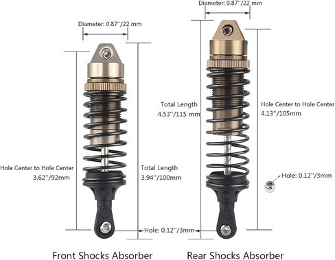 Hosim Shock Absorber Front & Rear, Aluminum Alloy Assembled Springs Damper for 1/10 Traxxas Slash 4x4 4WD RC Cars Upgrades Option Parts - 4PCS (Titanium) in Saudi Arabia