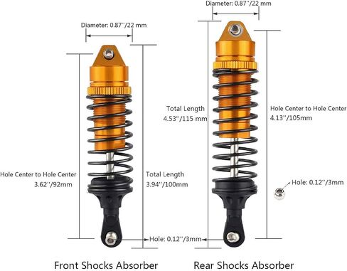 Hosim Shock Absorber Front & Rear, Aluminum Alloy Assembled Springs Damper for 1/10 Traxxas Slash 4x4 4WD RC Cars Upgrades Option Parts - 4PCS (Titanium) in Saudi Arabia