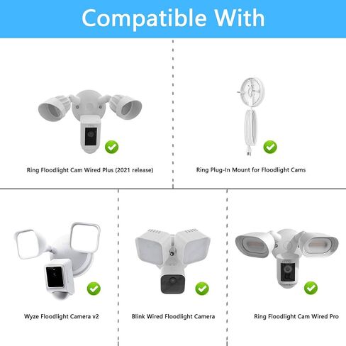 HOLACA Eave Mount for R-ing Floodlight Cam Wired Pro/Plus & Blink Wired Floodlight Camera, Wyze Cam floodlight V2,Roku Floodlight Camera Compatible with Plug-in Mount for Floodlight Cam Eave Bracket in Saudi Arabia
