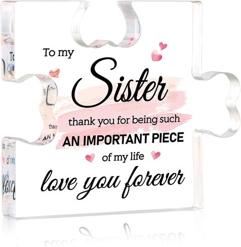 Puzzle Gifts for Sister - 4" x 3.3" Acrylic Puzzle Piece Plaque Sister Gifts from Sister Birthday Thanksgiving Christmas Decorations Gift in Saudi Arabia