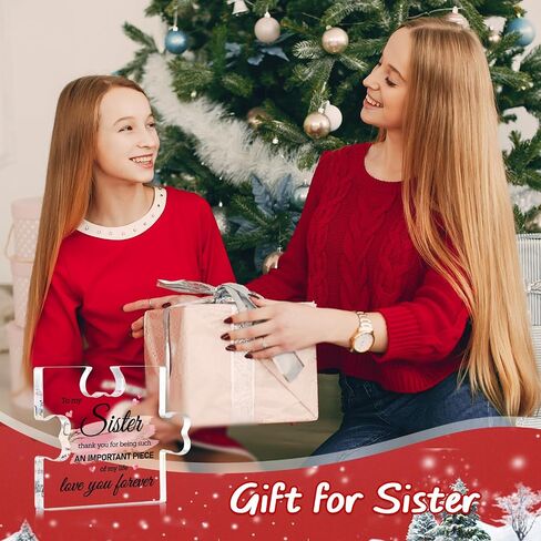 Puzzle Gifts for Sister - 4" x 3.3" Acrylic Puzzle Piece Plaque Sister Gifts from Sister Birthday Thanksgiving Christmas Decorations Gift in Saudi Arabia