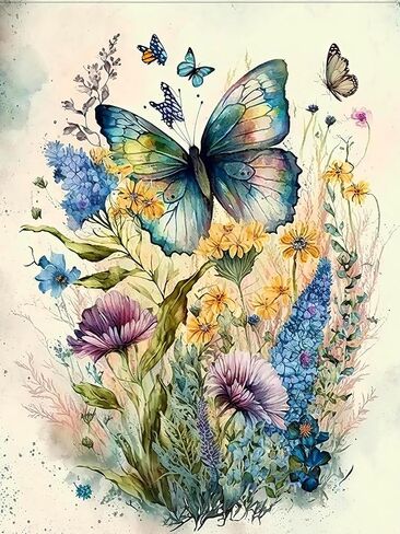 croshom Butterfly Diamond Art Kits for Adults-Round Full Drill 5D Butterfly Diamond Painting Kits for Adults Beginners Paint by Diamonds Pictures Gem Art Painting Kits DIY Crafts Kits 12x16inch in Saudi Arabia