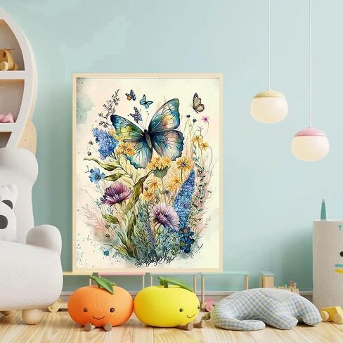 croshom Butterfly Diamond Art Kits for Adults-Round Full Drill 5D Butterfly Diamond Painting Kits for Adults Beginners Paint by Diamonds Pictures Gem Art Painting Kits DIY Crafts Kits 12x16inch in Saudi Arabia