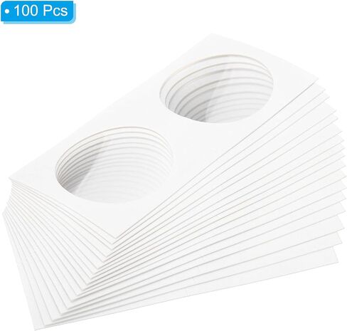 PATIKIL 2 x 2 Coin Flips, 100 Pack 40mm Cardboard Coin Holder Paper Coin Holders for Coin Collection Supplies Collector, White in Saudi Arabia