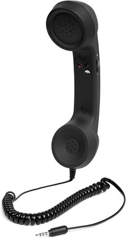 Fumei 3.5mm Retro Telephone Handset Reduce Cell Phone Radiation Mic Speaker Handheld Receiver for Andriod Phone iPhone/iPad (Black) in Saudi Arabia