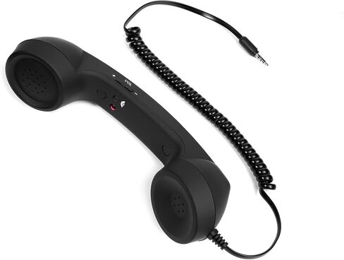 Fumei 3.5mm Retro Telephone Handset Reduce Cell Phone Radiation Mic Speaker Handheld Receiver for Andriod Phone iPhone/iPad (Black) in Saudi Arabia