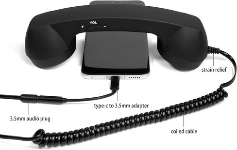 Fumei 3.5mm Retro Telephone Handset Reduce Cell Phone Radiation Mic Speaker Handheld Receiver for Andriod Phone iPhone/iPad (Black) in Saudi Arabia