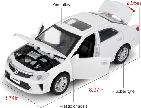 Toy Car Compatible for 1：32 Camry Model Car, Pull Back Diecast Collectible Car with Sounds＆Lights for Kids Boys Girls and Adults, Gift White in Saudi Arabia
