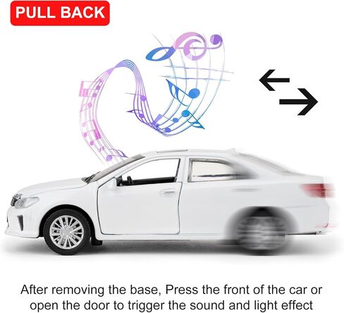 Toy Car Compatible for 1：32 Camry Model Car, Pull Back Diecast Collectible Car with Sounds＆Lights for Kids Boys Girls and Adults, Gift White in Saudi Arabia