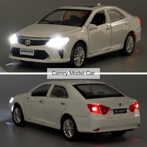 Toy Car Compatible for 1：32 Camry Model Car, Pull Back Diecast Collectible Car with Sounds＆Lights for Kids Boys Girls and Adults, Gift White in Saudi Arabia