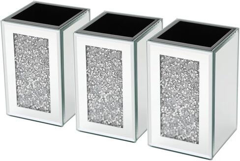 Pibeyer Desktop Mirrored Pencil Holder Cup and Pen Holder, Crush Diamond Office Stationery Organizer, Set of 3 in Saudi Arabia