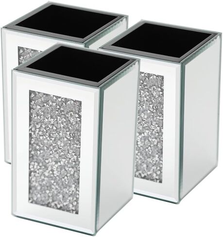 Pibeyer Desktop Mirrored Pencil Holder Cup and Pen Holder, Crush Diamond Office Stationery Organizer, Set of 3 in Saudi Arabia