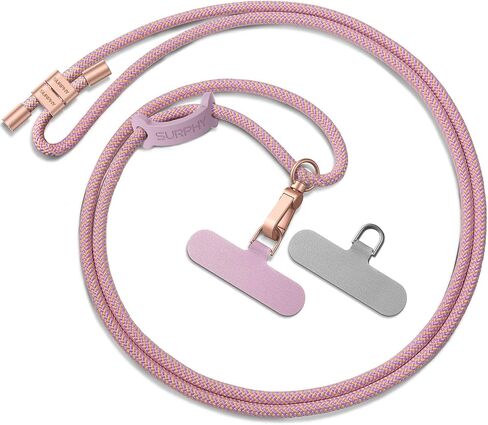 SURPHY Phone Lanyard Crossbody, Phone Strap Crossbody with 2 Tether Tabs | Adjustable Cell Phone Lanyard, Anti Theft Phone Strap, Premium Metal Buckles, Universal Lanyard for Travel, Black in Kuwait