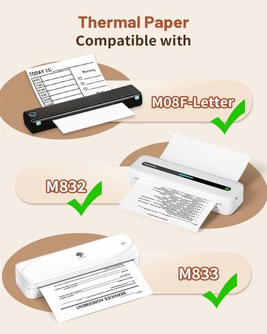 Phomemo Thermal Paper- 8.5" x 11" Letter Thermal Printer Paper Quick-Dry Paper Compatible with M08F M832 M833 M834 Portable Printer for Office, Business, Home, 200 Sheets in Saudi Arabia