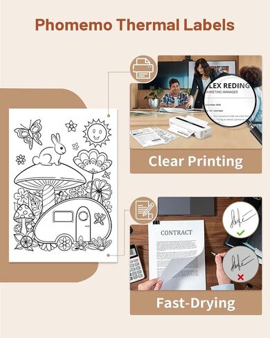Phomemo Thermal Paper- 8.5" x 11" Letter Thermal Printer Paper Quick-Dry Paper Compatible with M08F M832 M833 M834 Portable Printer for Office, Business, Home, 200 Sheets in Saudi Arabia