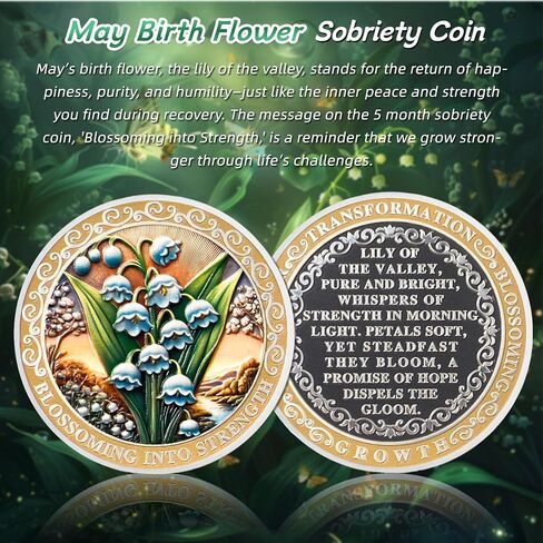 Pretty March Birth Flower Sobriety Coin - Daffodil 3 Birth Month Flower AA Coins - Recovery Addiction NA AA Chips and Medallions - 1-12 Months Narcotics Alcoholics Anonymous Gifts for Women Men in Kuwait