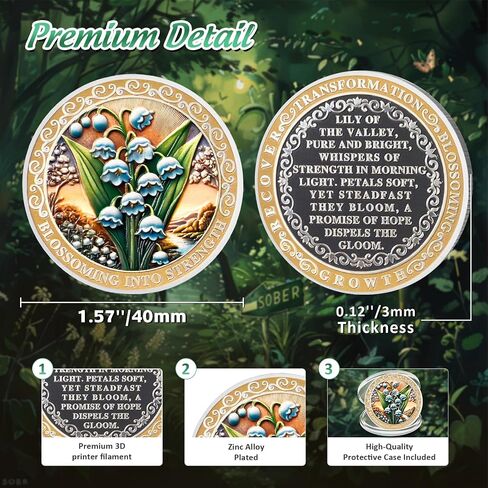 Pretty March Birth Flower Sobriety Coin - Daffodil 3 Birth Month Flower AA Coins - Recovery Addiction NA AA Chips and Medallions - 1-12 Months Narcotics Alcoholics Anonymous Gifts for Women Men in Kuwait