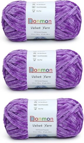 Velvet Chenille Yarn for Crocheting Handcrafts Weaving,3 Skein(Black) in Kuwait