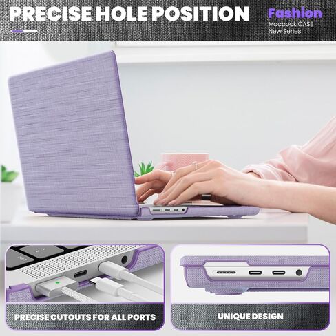 Tuiklol for MacBook Pro 14 inch Case 2024-2021 Model A3112 A3401 A3185 M4 Pro/Max A2918 A2992 M3 A2779 M2 A2442 M1 Pro/Max, Fabric Hard Shell Cover with Touch ID,Purple in Saudi Arabia