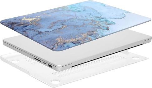 حافظة MOSISO متوافقة مع جهاز MacBook Pro 16 بوصة 2024 2023 2022 2021 M4 M3 M2 M1 A3403 A3186 A2991 A2780 A2485 Pro Max Chip، حافظة بلاستيكية واقية من الرخام بألوان مائية وغطاء لوحة مفاتيح، أزرق in Saudi Arabia