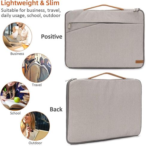 حقيبة كمبيوتر محمول KINGSLONG، حافظة كمبيوتر محمول مقاس 15-15.6 بوصة مقاومة للماء، حقيبة حمل كمبيوتر محمول خفيفة الوزن مناسبة لجهاز MacBook Air/MacBook Pro iPad Chromebook Tablet Case، رمادي in Kuwait