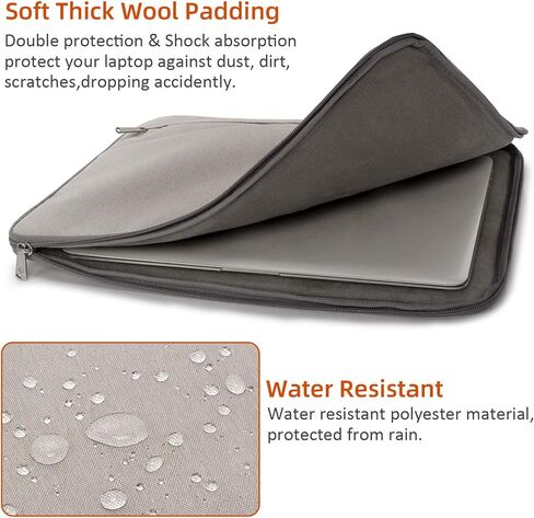 KINGSLONG Laptop Sleeve Bag, 15-15.6 inch Laptop Sleeve Case Water Resistant, Lightweight Computer Notebook Carrying Case Sleeve Fit for MacBook Air/MacBook Pro iPad Chromebook Tablet Case, Gray in Saudi Arabia