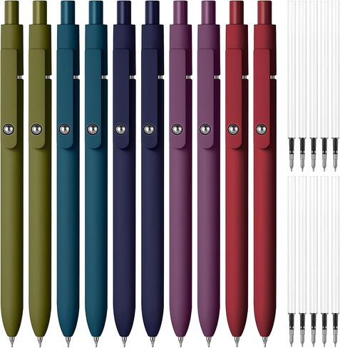 Thenshop 20 Pcs Gel Ink Pen Retractable Ballpoint Pens with 0.5 mm Black Click Refill Smooth Writing Cute Quick Dry Fine Point Piloting Aesthetic(20 Pcs,Morandi Color) in Saudi Arabia