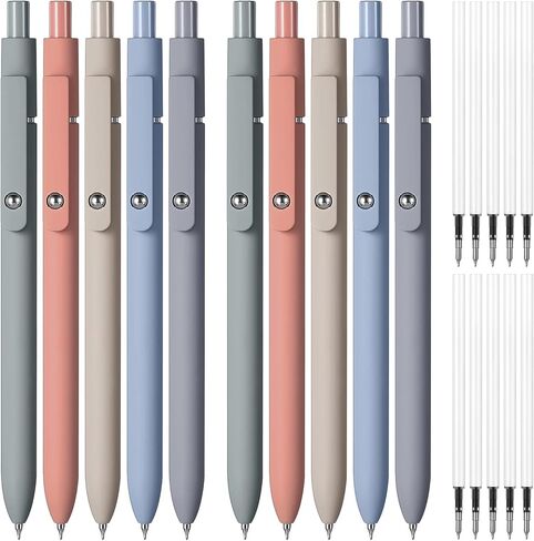 Thenshop 20 Pcs Gel Ink Pen Retractable Ballpoint Pens with 0.5 mm Black Click Refill Smooth Writing Cute Quick Dry Fine Point Piloting Aesthetic(20 Pcs,Morandi Color) in Kuwait